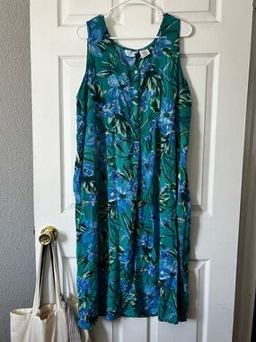 Ashley Taylor Teal and Blue Floral Dress